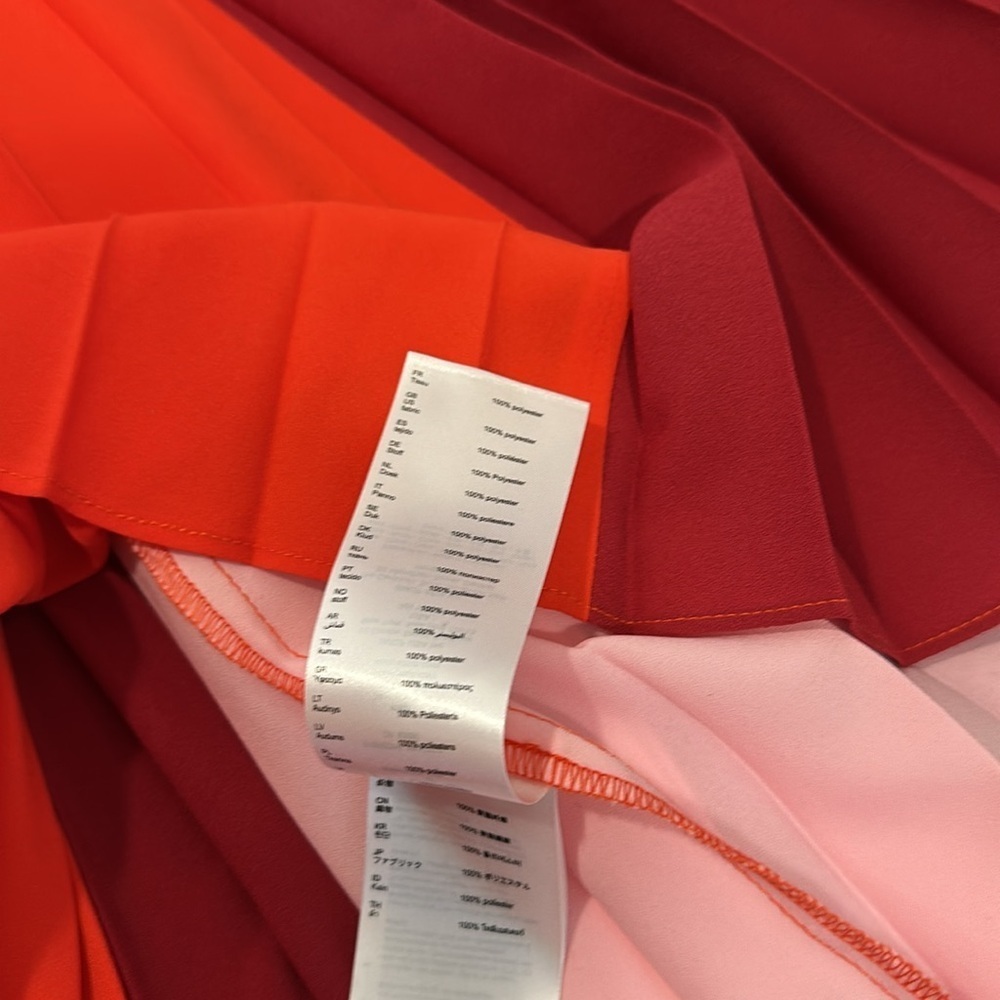 Maje Reona Color Block Pleated Shirt Dress Red & Pink midi coral red size 1 - S - Picture 7 of 8